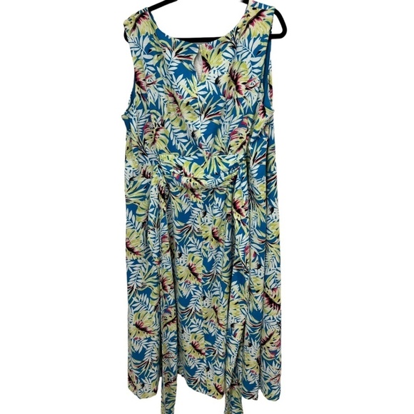 ANNE KLEIN Plus Size 2X Dress Tropical Floral V-Neck Sleeveless Linen Blend NWT - Picture 5 of 6